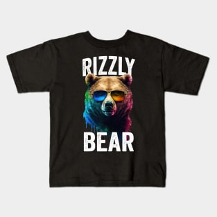 Rizzly Bear Funny W Rizz Meme Grizzly Bear Lover Kids T-Shirt